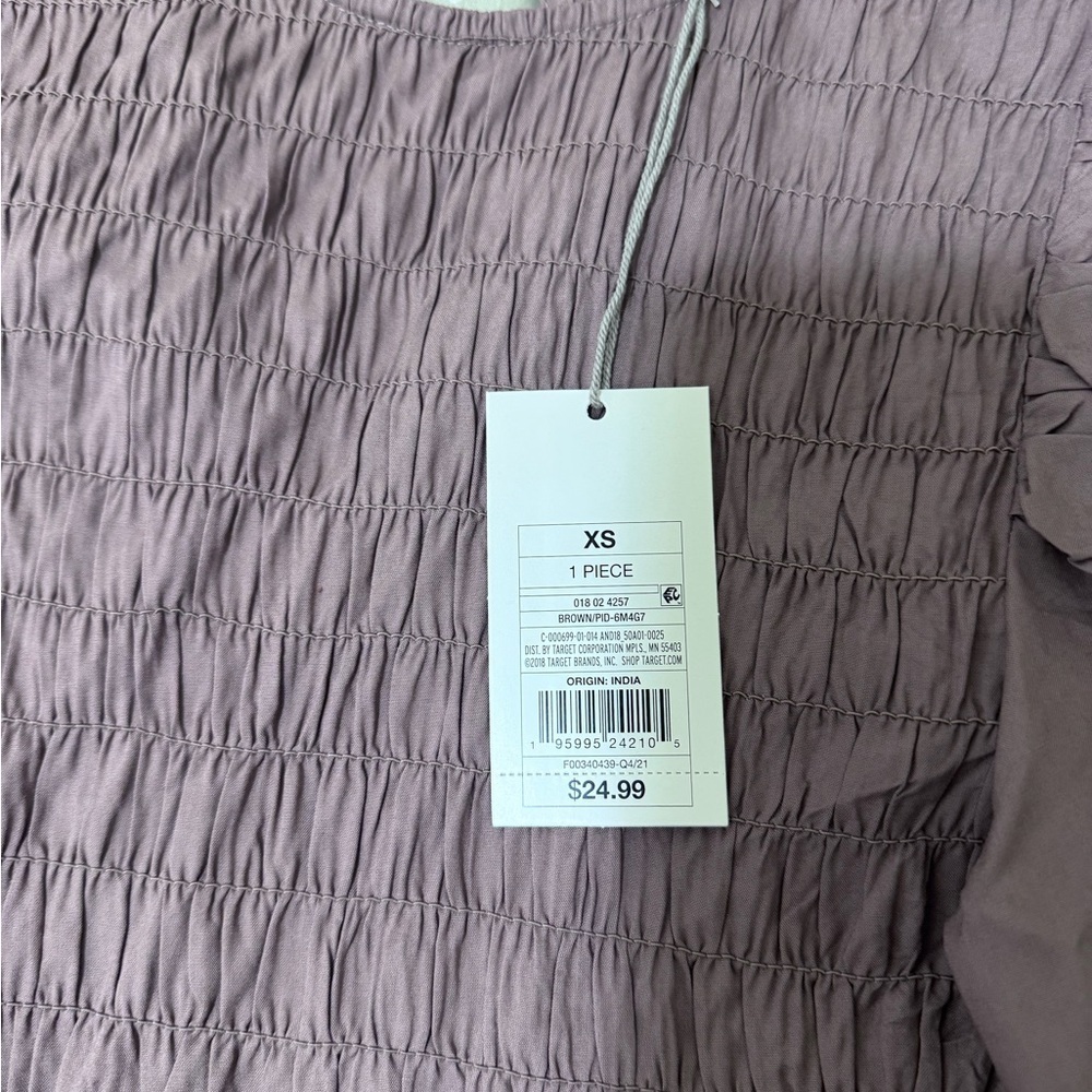 A New Day Brown Smocked Puff Sleeve Blouse - Picture 5 of 5